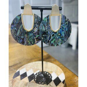 Brand New Kendra Scott Abalone Diane Statement Earrings - Gold With Blue
